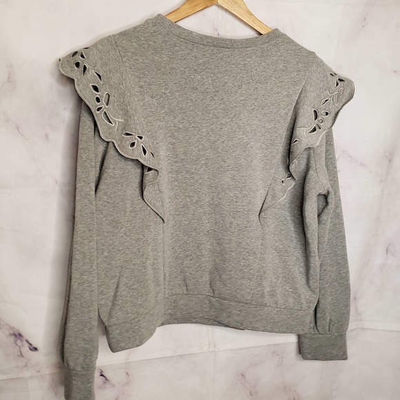 EXPRESS Gray Ruffle Long Sleeve Sweater M - Picture 6 of 8